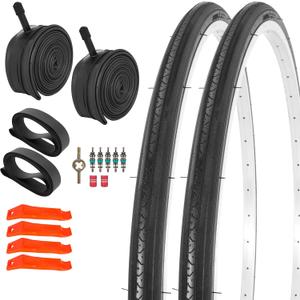 RUTU 24/26/27 inch Bicycle Tires Foldable,24/26/27 Inch Bike Tire and Tube with AV Schrader Valve,Installation and Removal Tools Compatible with Beach Cruiser and Urban Commuting Bicycle, 2 Pack