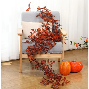 2 Pack Fall Garland for Mantle 6ft Plum Artificial Cimicifuga Ramosa Plant Leaves Garland Autumn Leaf Vine for Fall Halloween Mantel Thanksgiving Garden Farmhouse Decoration