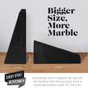 Ottimo Premium Polished Stone Marble 6" Book Ends for Bookshelf Decor, Home, Office or Kitchen Shelves. Heavy, Triangular, and Decorative Book Stopper with Anti-Slip Pads, Great Gift Idea (Black)