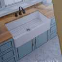 TUKTUK White Farmhouse Sink 30 inch Farm Sink Fireclay Apron Front Single Bowl Kitchen Sinks Deep Drop In Undermount Reversible Heavy Duty Easy-to-Clean Kitchen Basin with Luxury Modern Accessory Kit, Medium, Min. Cabinet Size: 33 in.
