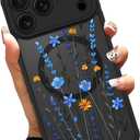 OOK Case for iPhone 17 Pro Max 6.9 Inch (Compatible with MagSafe) Blue Flowers Cute Floral Translucent Phone Cover Soft TPU + Hard PC Anti-Scratch Shockproof Magnetic Case for Women