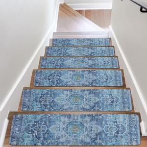 OJIA Extra Non-Slip Stair Treads for Wooden Steps Set of 15, 30"X8" Rubber Indoor Stair Runner Slip Resistant Stair Rugs Safety Mats for Dogs, Kids & Elders, Stairway Grip Step Treads