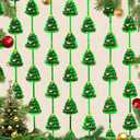 Otalibo Christmas Party Backdrop Decorations 2 Pack 3.3x6.6ft Red Silver Green Photobooth Props Christmas Tree Pattern Metallic Tinsel Streamer Foil Fringe Curtains for Wall Door Ugly Sweater New Year