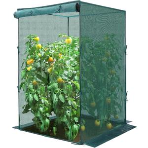 GROWNEER Crop Cage, 4' x 4' Plant Protection Tent with 2 Zippered Doors, 6 Ground Staples, Steel Frame, Plant Outdoor Cage, Storage Bags for Garden, Yard, Lawn