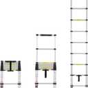 VEVOR Telescoping Ladder, 8.5FT Aluminum Lightweight Extension Ladder, One-Button Retraction Collapsible Ladder, 375 LBS Capacity with Non-Slip Feet, Portable Compact Ladders for Home, RV, Loft