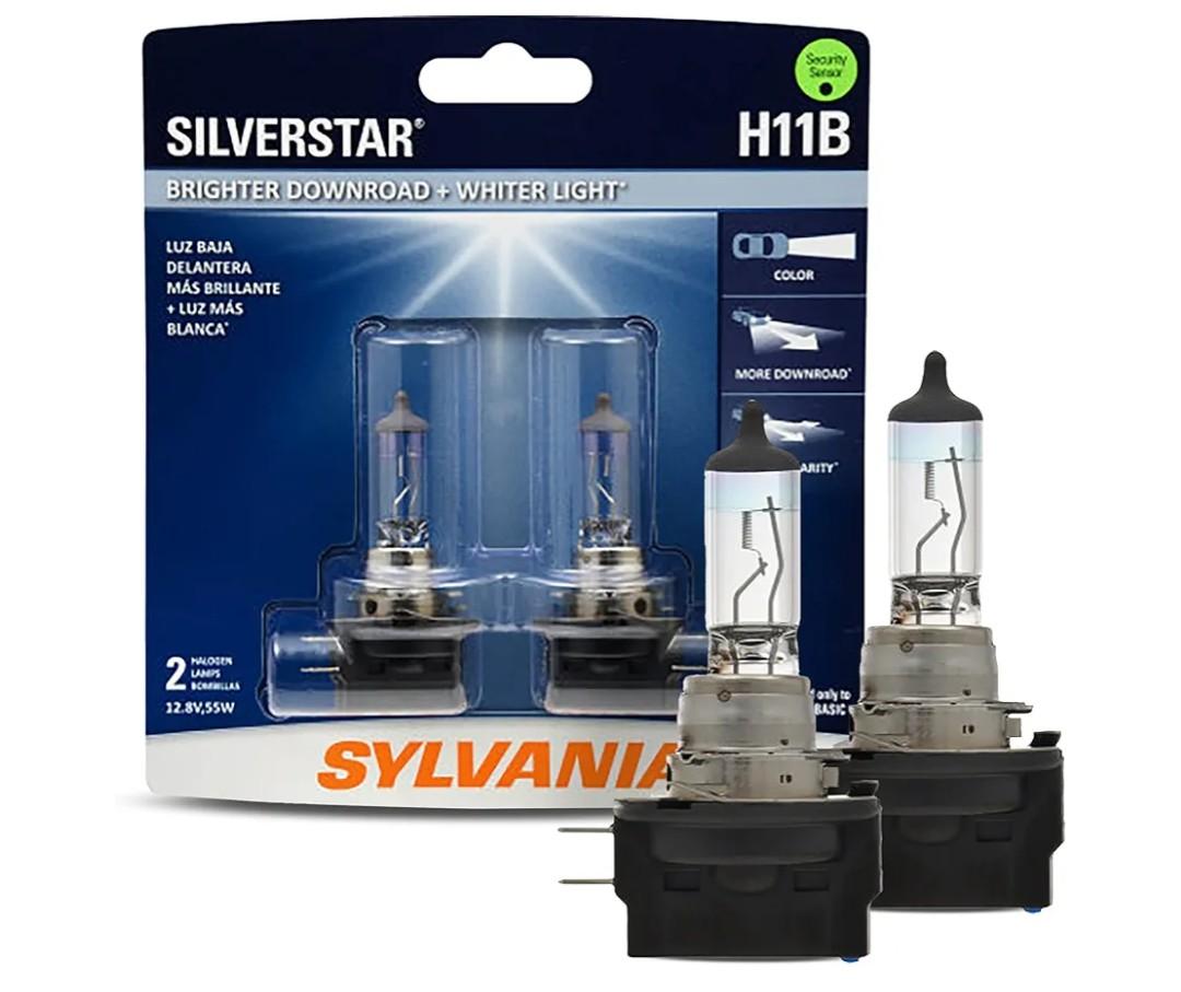 SYLVANIA - H11B SilverStar - High Performance Halogen Headlight Bulb, High Beam, Low Beam and Fog Replacement Bulb, Brighter Downroad with Whiter Light (Contains 2 Bulbs)