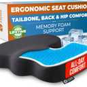 5 STARS UNITED Seat Cushion for Tailbone Pain Relief  Memory Foam Cushion for Coccyx, Hemorrhoid, Sciatica & Post-Surgery Recovery  Wheelchair, Car, Desk, Gaming & Office Chairs, Arctic Black (Large)