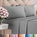 Twin 4 Piece Sheet Set - Comfy, Breathable & Cooling - Soft Hotel Luxury Bedding for Women, Men, Kids, Teens and Children - 1 Flat & 1 Fitted Sheet & 2 Pillowcases with Deep Pockets - Heathered Grey