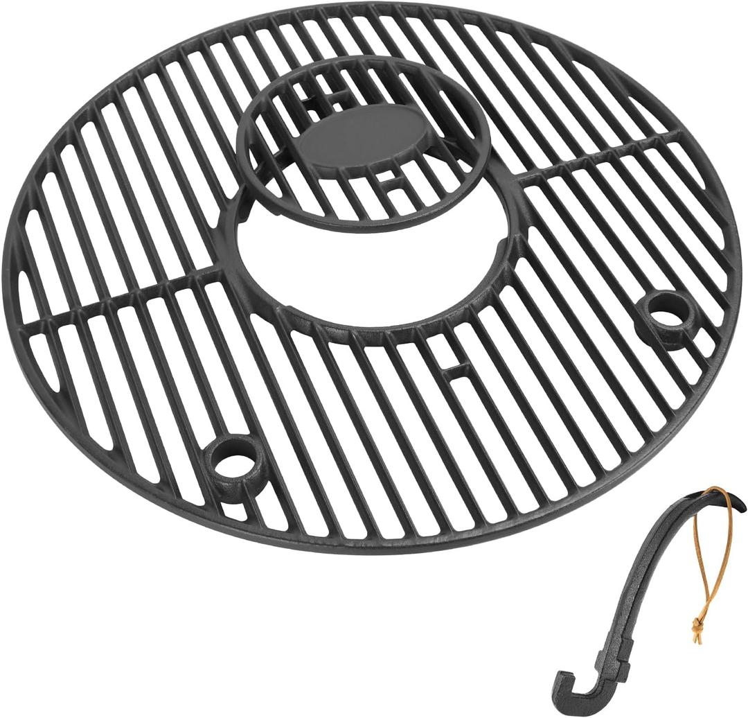 19.5" Round Cast Iron Grill Grate Kit for Char Griller Akorn Kamado Ceramic Grill 16220, Pit Boss K24, Louisiana Grills K24, Parts for Char-griller Replacement Grates, Chargriller Grates Replacement