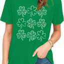 Womens St Patricks Day Shamrock T-Shirts Happy Go Lucky Shirts Irish Clover Tee Tops (XL)