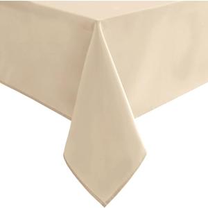 Hiasan Rectangle Tablecloth - Waterproof Washable Fabric Table Cloth for Wedding, Banquet, Gathering and Dining Room, 90 x 132 Inch, Beige