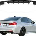 Rear Bumper Diffuser Compatible with 2012-2018 BMW 3 Series F30 F35 328i M-Performance Style Rear Bumper Lower Lip Diffuser Spoiler Double Exhausts One Outlet (Matte Black)