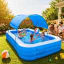 Inflatable Pool with Canopy,116" X 67" X 22" Large Inflatable Pool for Kids,Adults Thickened Family Swimming Pool for Toddlers, Outdoor, Garden, Backyard, Summer Water Party (XL)