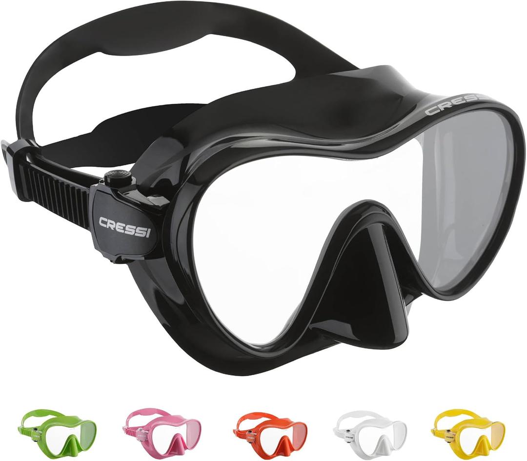 Cressi F1, Scuba Diving Snorkeling Frameless Mask - Perfect Seal Silicone Skirt - Designed in Italy by Cressi (Black)