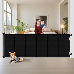 Upgrade 200 inch Retractable Baby Gates Extra Wide with Reinforced Strip Design to Prevent Crawling Through, 200" Retractable Dog Gate, 34" Tall, Retractable Gate for Indoor/Outdoor