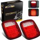 Partsam 2x Universal 16 LED Stop Tail Turn Signal Backup Reverse Brake Clearance Marker Lights Lamps Red/White Replacement for Jeep YJ JK CJ Truck Trailer Waterproof 12V