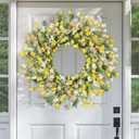 Artgar Front Door Wreath 24 Inch Spring/Summer Wreaths for Front Door, Front Door Wreaths for All Seasons for Indoor Outdoor Home Office Wall Window Wedding Farmhouse Holiday Decor (Yellow)