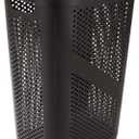 Mind Reader Slim Laundry Hamper with Lid, 60L Clothes Basket, Ventilated Plastic, Brown