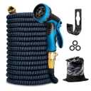Kotto 150 ft Flexible Garden Hose, Water Hose for Outside with 10 Spray Nozzles, Brass Connector, Leak-Proof, Blue