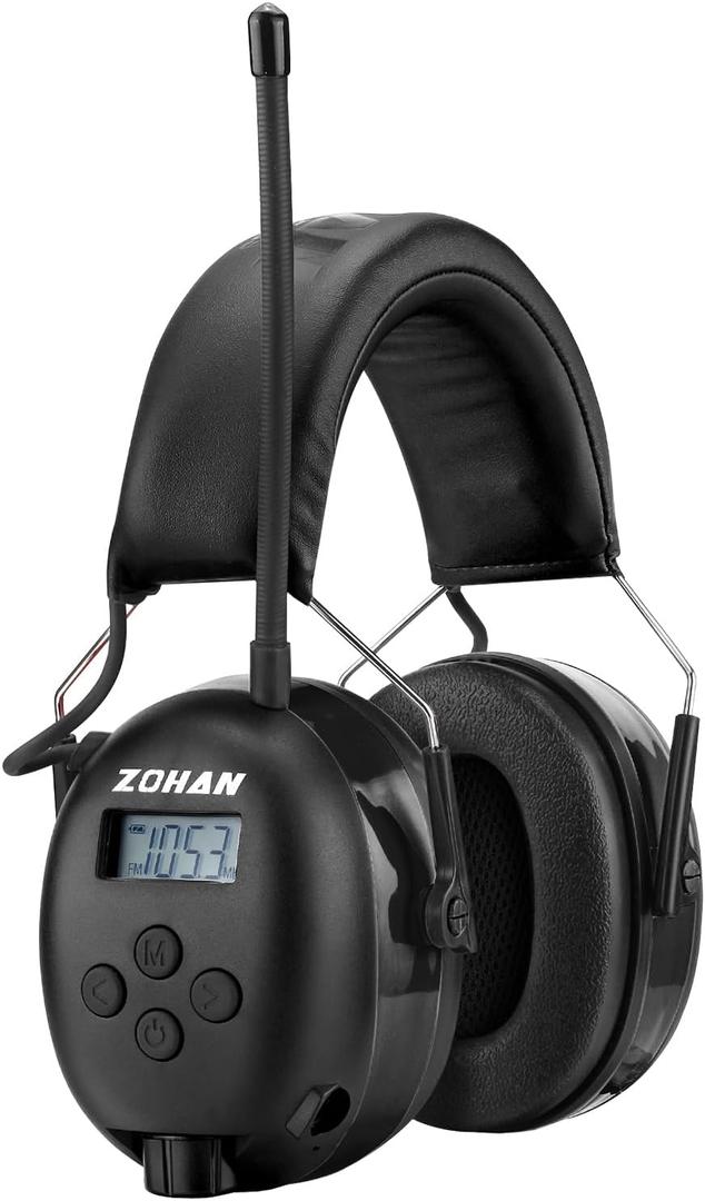ZOHAN EM042 AM/FM Radio Headphone with Digital Display,Ear Protection Noise Reduction Earmuffs,Comfortable Hearing Protector