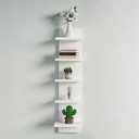 No Drill Wall Shelf Unit 5-Tier, Floating Storage Shelf, Decorative Wall Mount Vertical Shelving for Home, Bedroom,Living Room,Office (White)