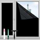 FuFin Total Blackout Window Privacy Film with Free Installation Tools, Explosion-Proof PET Material, Blocks 100% of UV and Light Rays.Heat Control Room Darkening Window Cover(Total Black 23.6"×196.9")