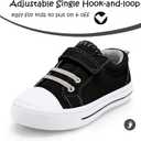K KomForme Kids Sneakers for Boys and Girls，with Hook and Loops, Baby Canvas Shoes Black, 10 Toddler