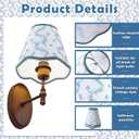 VIHOSE 2 Pcs Small Scalloped Lamp Shades Chandelier Lamp Shades 3 x 6 x 6 Inch Blue and White Linen Fabric Mini Scallop Lampshades with Trim Natural Tapered Lampshades for Wall Sconce Pendant Light