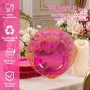 102PCS Clear Hot Pink Plastic Plates - Pink Disposable Plate with Gold Rim - Hot Pink Party Plates Include 51PCS 7.5inch Dessert & 10.25inch Dinner Plate for Wedding Birthday Party Mothers Day