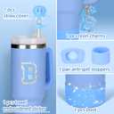 Mity rain Cup Accessories Set for stanley 30 oz 40 oz tumbler with handle, Including Initials Charms, Straw Cover Cap, Boot, Sticker, Silicone Spill Proof Stopper,Blue Decorate for Boy Girl (Letter B)
