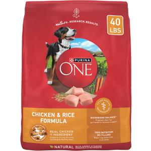 Purina ONE Chicken and Rice Formula Dry Dog Food - 40 lb. Bag (640 Fl Oz (Pack of 1), BBD 08/2026