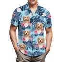Lussues Nee Havanese Hawaiian Shirts for Men,Button Down Beach Casual Shirtss Blue (Blue)