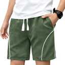 Boys Y2K Striped Athletic Shorts with Drawstring and Pockets for Streetwear,Skateboard and Casual 6-14 Years