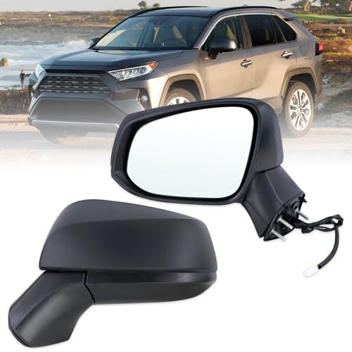 Lqito Left Driver Side Door Mirror Compatible With 2019 2020 2021 2022 2023 2024 2025 Toyota RAV4 With Power Glass Manual Folding Matte Black Replace#879100R261(3 Pins)