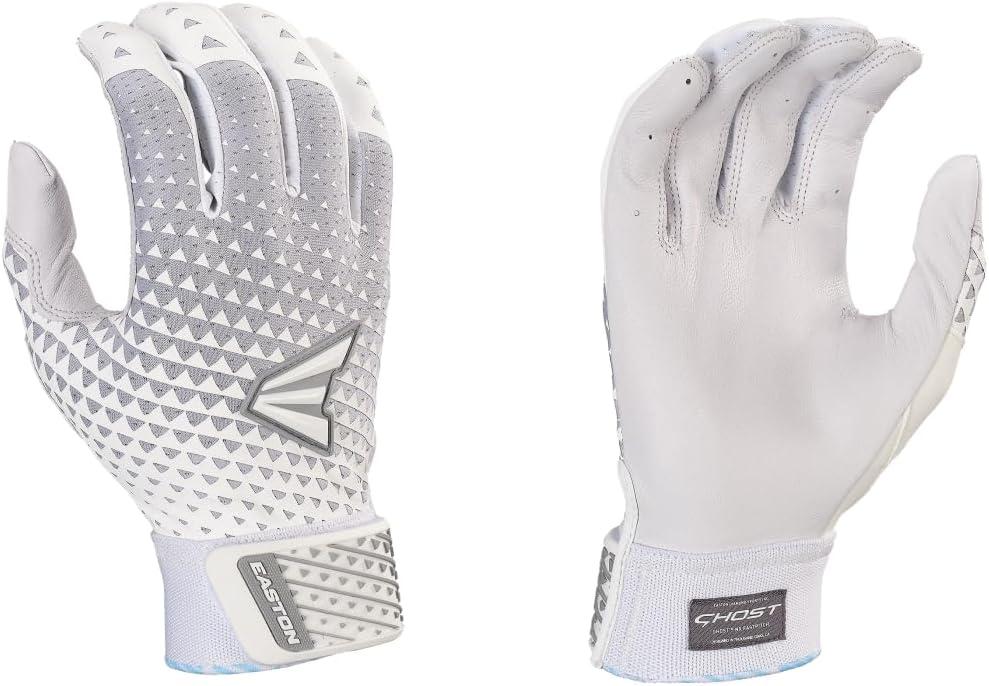 Easton | Ghost NX Fastpitch Softball Batting Gloves | Adult | Multiple Styles (Large, White/Silver)