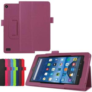 Luxury Folio Stand PU Leather Case Cover for Amazon Kindle New Fire 7 2019 2017 SR043KL 2015 HD7 SV98LN 7" (9th 7th 5th Generation, 2019 2017 2015 Release) (Purple)