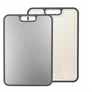 Titanium Cutting Board for Kitchen, 2-in-1 Double-Sided with Food Grade Pure Titanium & Wheat Straw PP, Easy to Clean, Large Size 16 x 11