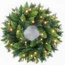 Pre-Lit Artificial Christmas Wreath 20 Inches Battery Operated Timer Lighted Christmas Wreath, Artificial Wreath Christmas Decoration Home Indoor Outdoor