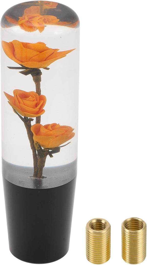 Car Shift Knob 15cm | Front Shift Lever Knob Universal for Automatic and Manual Vehicle Acrylic Orange with 2 Adapter 1 Set