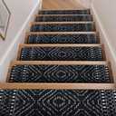 OJIA Boho Stair Treads Non-Slip Stair Runners for Wooden Steps Indoor 15PCS 30"x8" Washable Carpet Stair Treads Stair Mats Staircase Step Treads for Kids, Elders and Dogs, Stair Covers, Black