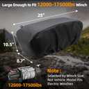 Winch Cover, Heavy Duty Waterproof Winch Protection Covering 12k Winch Accessories, Indoor Outdoor Weather Resistant Large Covers for Electric Winches 12000 -17500 Lbs - Black