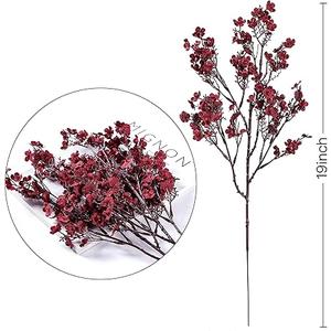 Sggvecsy 3 Pcs Babys Breath Artificial Flowers Gypsophila Bouquets Bulk Real Touch Fake Silk Flowers for Home DIY Floral Arrangement Table Centerpiece Fall Thanksgiving Autumn Decoration (Burgundy) 