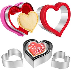 Heart Cookie Cutter Set, 8 Pieces Valentines Day Heart Cookie Cutter, Sandwich Cutter and Sealer for Kids, Heart Shaped Cookie Cutter for Sandwiches, Pastries, Fruit and Cakes