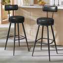 VASAGLE EKHO Collection - Bar Stools Set of 2, Swivel Bar Height Bar Stools with Back, Synthetic Leather with Stitching, Mid-Century Modern, 30-Inch Tall Barstools for Kitchen Home Bar, Ink Black
