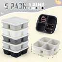 Honeydak 5 Pack Snack Containers 4 Compartment Bento Snack Boxes Reusable Lunchable Containers with Lids Divided Meal Prep Lunch Food Storage Box for School Work Travel(Black and White Ombre,Equal)