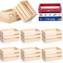 Roowest 6 Pcs 6.5'' Small Wooden Crates for Graduation Crafts Unfinished Wood Crate Basket for Display Home Bathroom Arts Milk Wine Towel Toys