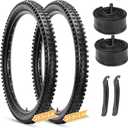 27.5-inch Mountain Bike Tires Set: Hycline 2-Pack 27.5x2.4 inch Folding Replacement Puncture-Resistant Bicycle Tires and Pair 27.5-inch Inner Tubes with Tire Levers for MTB Ebike Off-Road Bike
