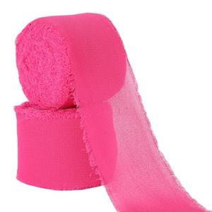Abbaoww Hot Pink Chiffon Ribbon 1.2 Inch x 20 Yards Handmade Fringe Chiffon Silk Ribbon for Wedding Invitations Bridal Bouquets Gift Wrapping DIY Crafts Home Decoration