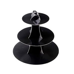 YLDW 3-Tier Cupcake Stand, Cake Stand holder, Tiered DIY Cupcake Stand Tower for Dessert Table Displays, Birthday Theme Party Favors Decoration, Floral Tea Party, 12" W x 12.8" H, Black