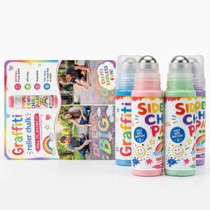 Sidewalk Graffiti Roller Chalk Paint Set for Kids – Washable & Non-Toxic Outdoor Chalk Roller Bottles – Fun Arts & Crafts Activity Kit for Boys & Girls (Ages 3+)